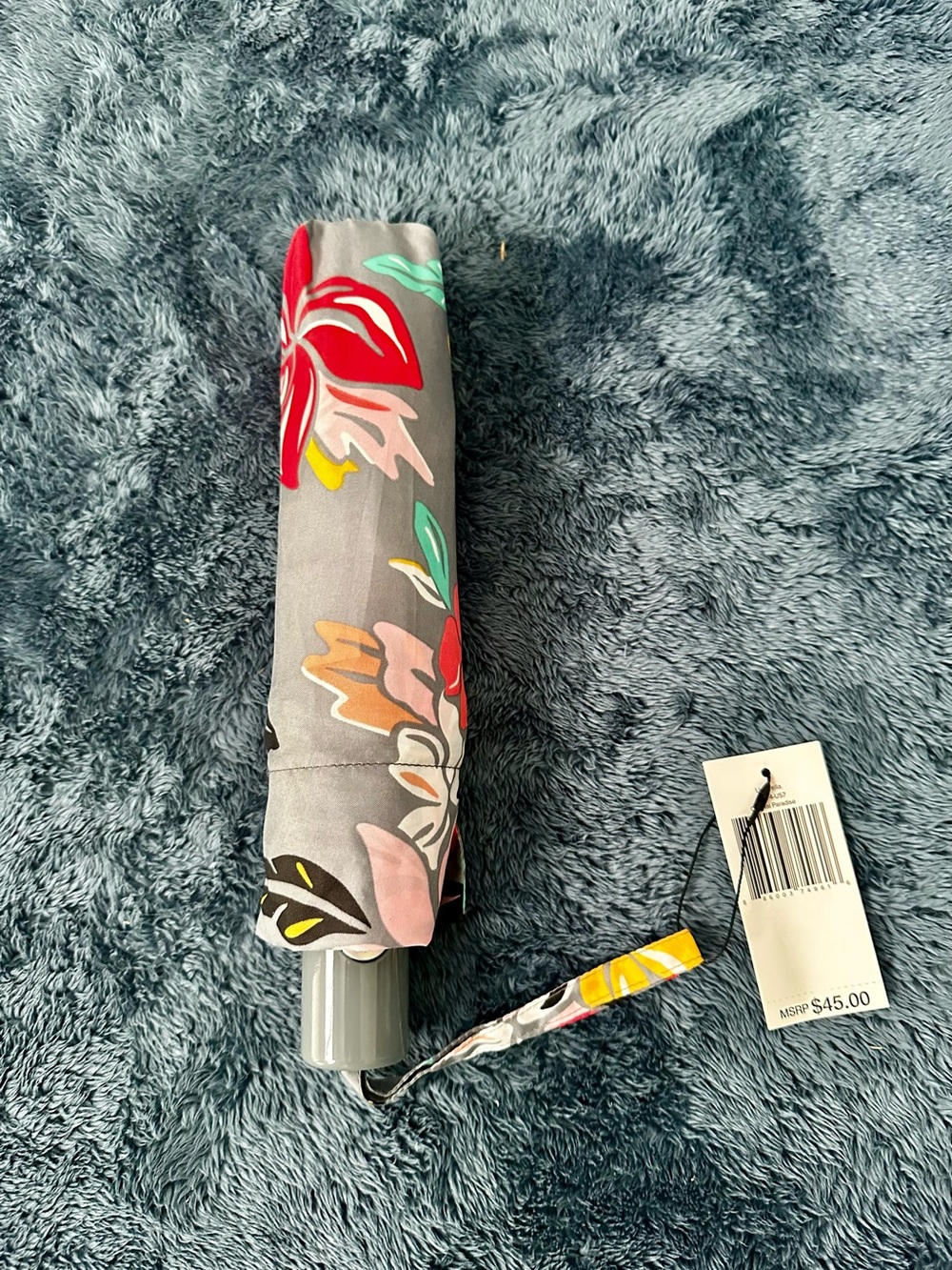 Vera Bradley Coastal Paradise Gray Floral Compact Umbrella - new with tags